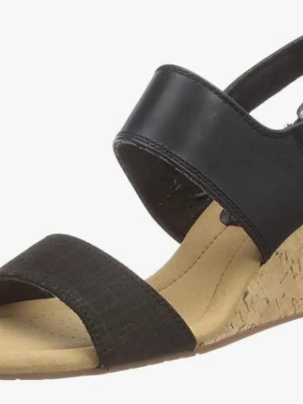 Clarks Kyarra Faye Black Leather Slingback Wedge Sandals Size 10
